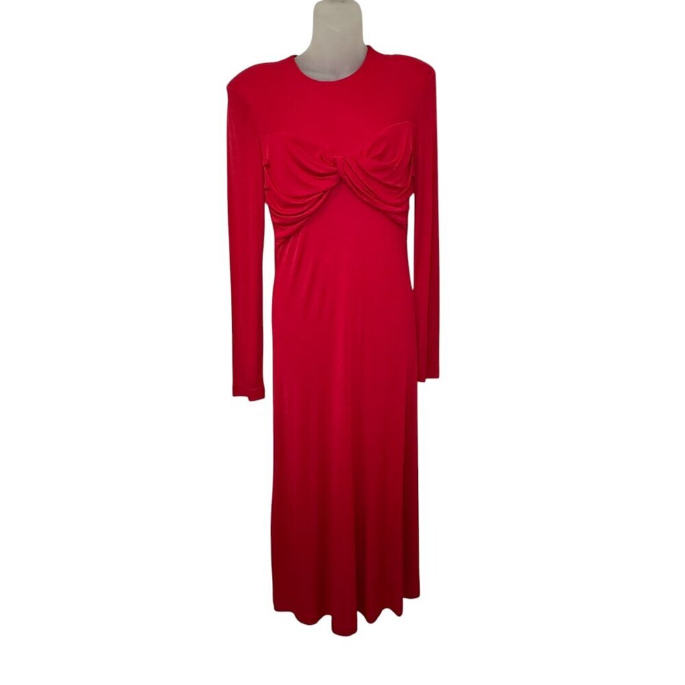 Farm Rio Twisted Cup Midi Dress Red Long Sleeve Women's Size‎ M New $248
